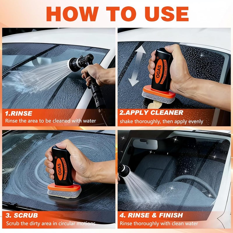 Flaurix 2PCS Glass Oil Film Remover for Car,Roll-On Glass Compound with Cleaning Board,Removes Oil Film & Smudges,Universal Anti-Rain Fog Brush - Image 5